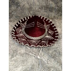 Vintage kids size Small Mexican Sombrero Mariachi Hat Velvet Sequins Stitched